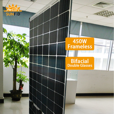 Konut Enerji Depolama Sistemi için 450W Çerçevesiz Monokristal Güneş Paneli Bifacial 10BB
