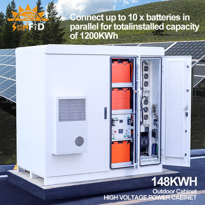 384V 192V Ticari Güneş Pili Depolama Sistemleri 96V 148KWH
