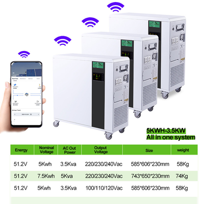 7.5KWH Konut Enerji Depolama Sistemi 5KWH Hepsi Bir Arada Lityum Piller