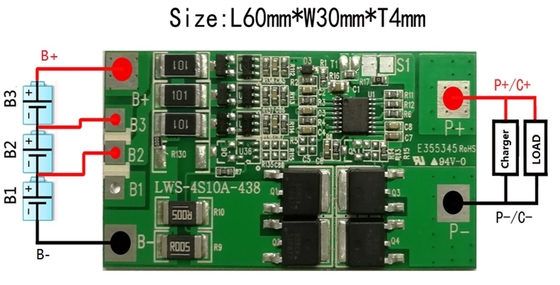 Şarj Edilebilir BMS Pil Lityum 3.2v 4s 10a 12.8v Koruma Devre Kartı