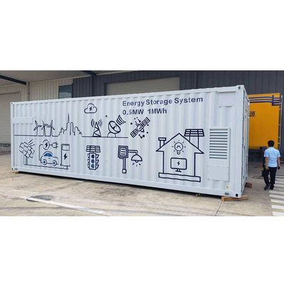 0,5MW Şebekeye Bağlı Şebekeye Bağlı Güneş Sistemi 1MWH ESS Konteyner Lifepo4 IP65 Dış Mekan